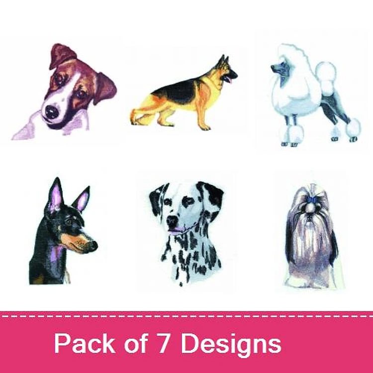 Dog Breed Embroidery Bundle – Jack Russell, German Shepherd & More (7 Designs)