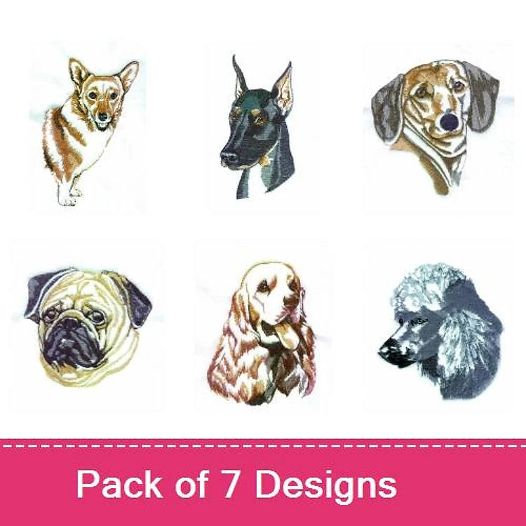 Dog Breed Embroidery Bundle – Corgi, Doberman, Dachshund, and More (7 Designs)