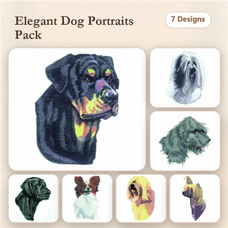 Dog Breed Embroidery Bundle – Rottweiler, Shih Tzu & More (7 Designs)