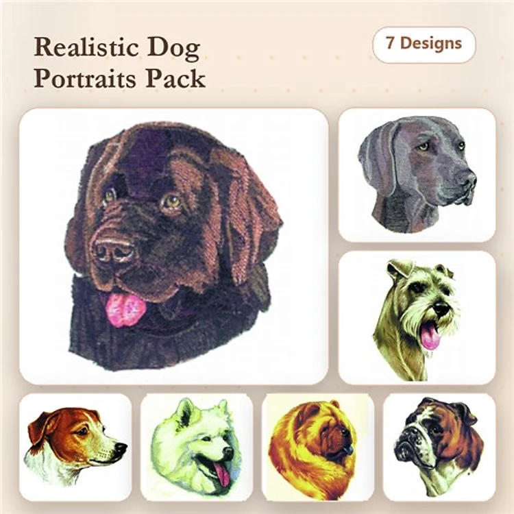Dog Breed Embroidery Bundle – Chocolate Lab, Great Dane & More (7 Designs)