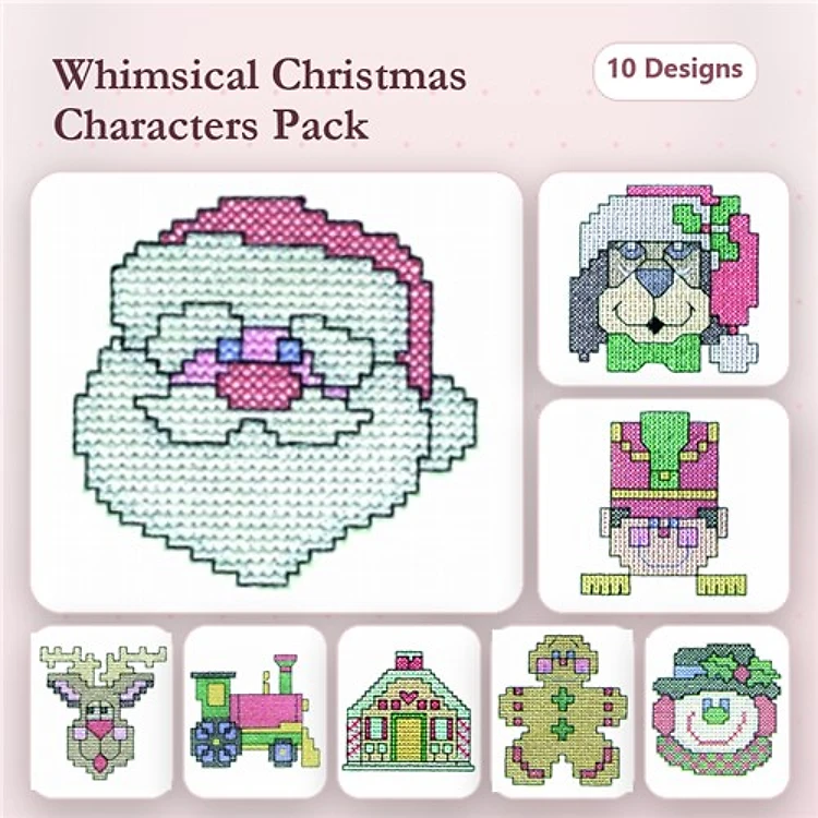 Lion, Reindeer & Gingerbread Christmas Embroidery Bundle – Festive Designs (10 Designs)