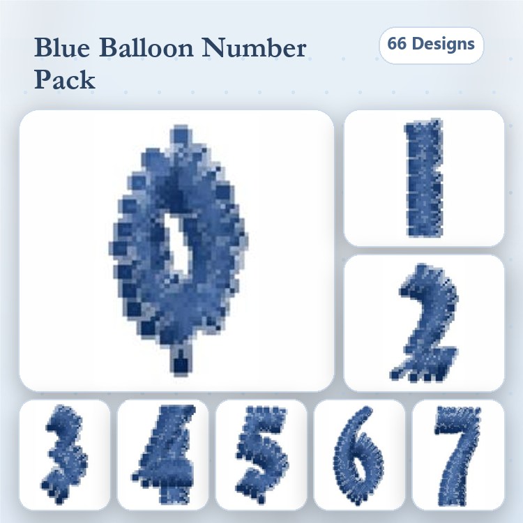 Balloon Numbers Embroidery Designs Bundle – Balloon Number 0, Balloon Number 1, Balloon Number 2 & More (66 Designs)