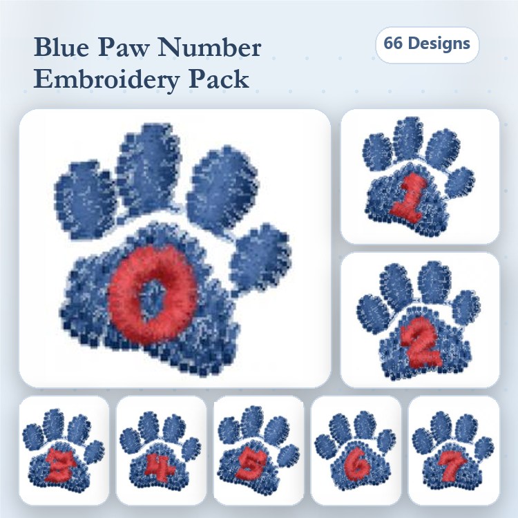 Paw Print Embroidery Bundle – Custom Initials (66 Designs)