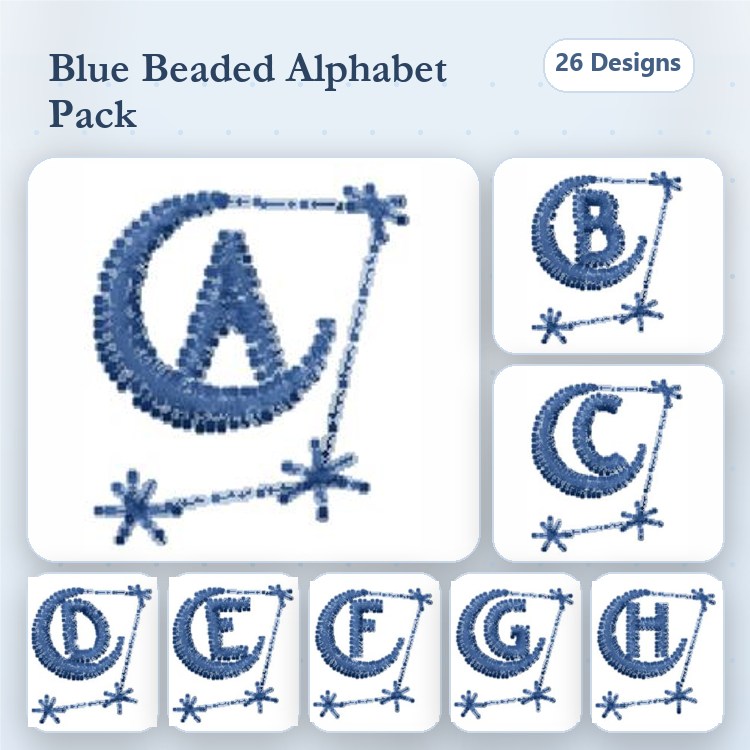 Beaded Alphabet Letters Embroidery Bundle – Beaded Letter A, Beaded Letter B, Beaded Letter C & More (26 Designs)