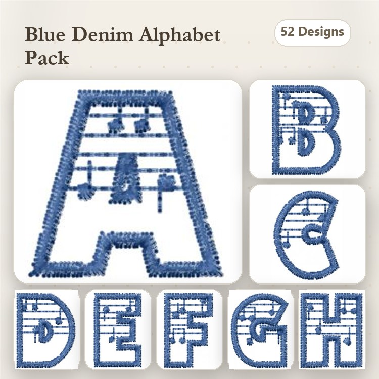 Alphabet Letters Embroidery Designs Bundle – A, B, C, D, E, F, G & More (52 Designs)