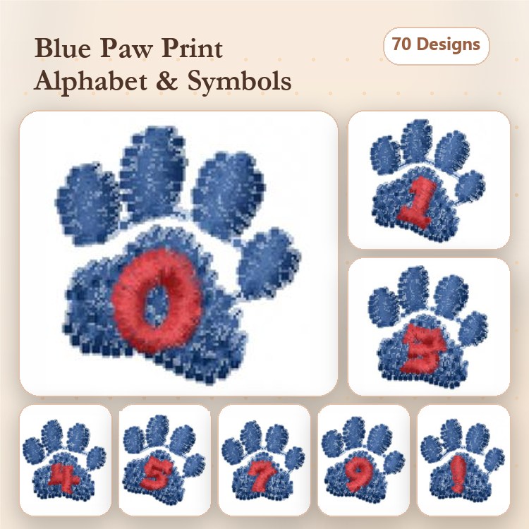 Paw Print Alphabet Embroidery Bundle – Letter Designs (70 Designs)