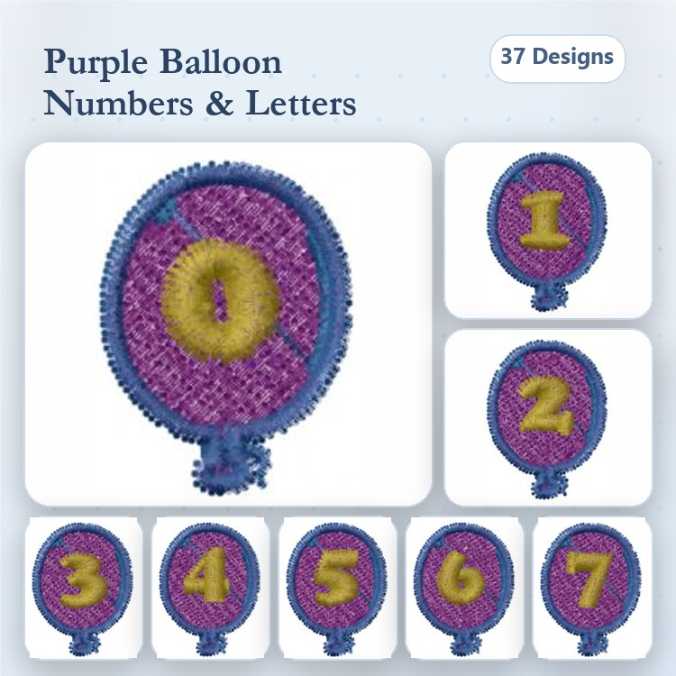 Balloon Numbers Embroidery Bundle – Balloon with Number 0, Balloon with Number 1, Balloon with Number 2 & More (37 Designs)