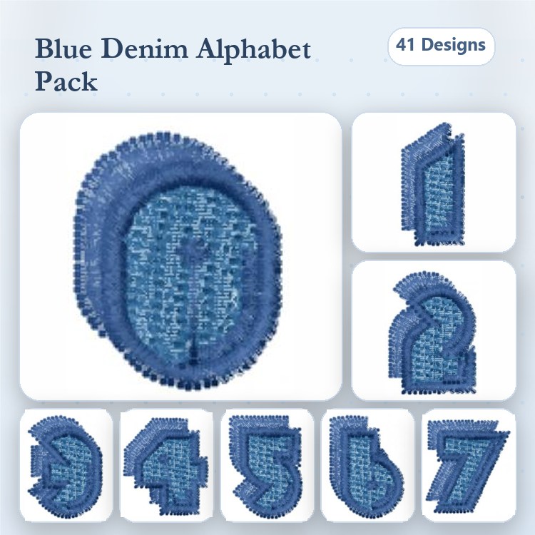 Denim Number Embroidery Bundle – Denim Number 0, Denim Number 1, Denim Number 2 & More (41 Designs)