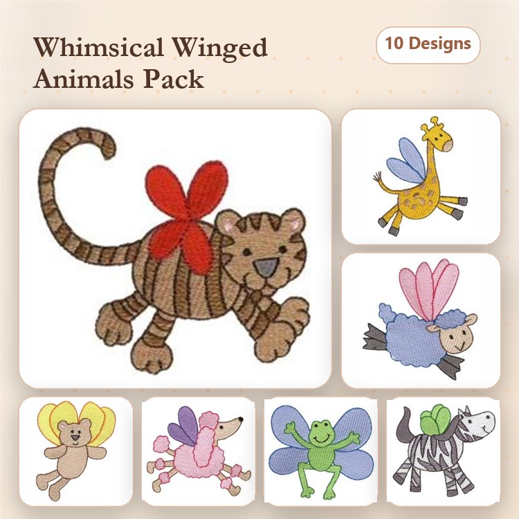 Animal Embroidery Bundle – Cute Characters (10 Designs)
