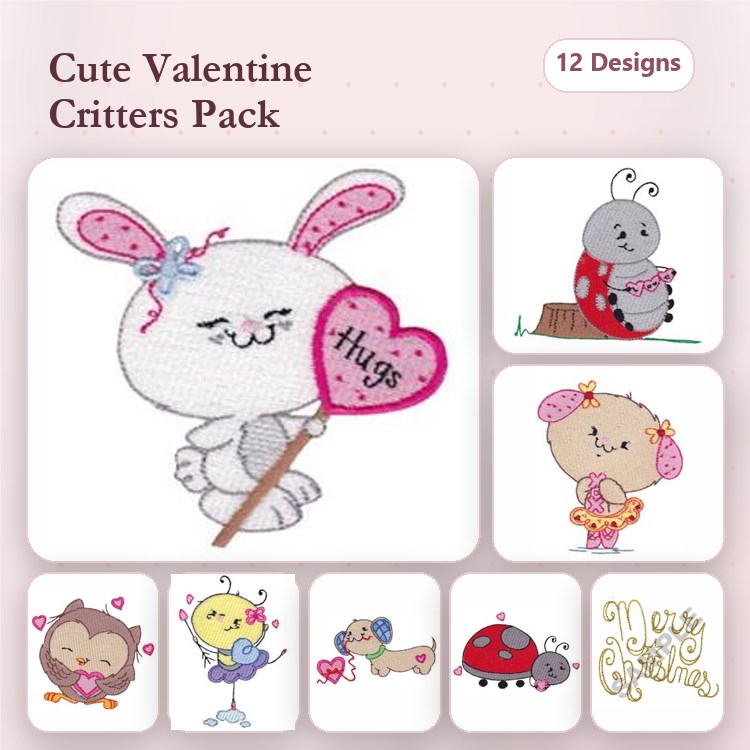 Bunny, Ladybug & Owl Embroidery Bundle – Cute Animal Designs (12 Designs)