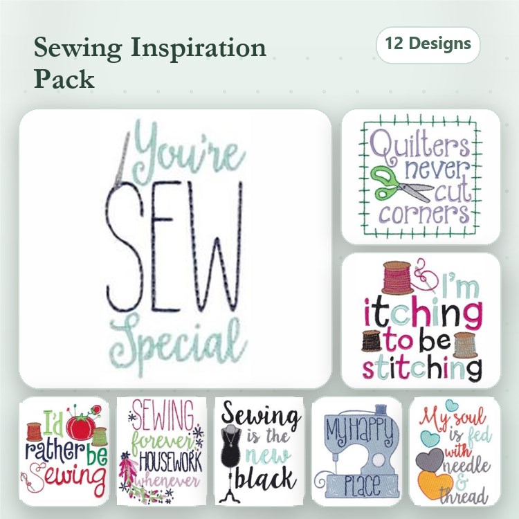 Sewing Quotes Embroidery Designs Bundle – You're SEW Special, Quilters Never Cut Corners, & More (12 Designs)