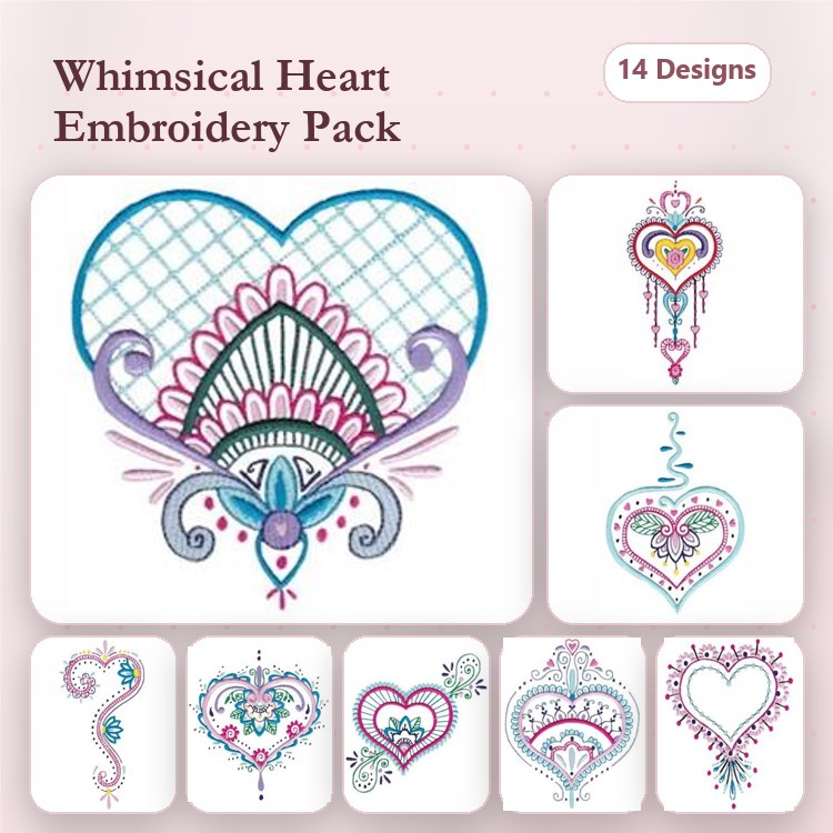 Mehndi Hearts 5x7 6x10