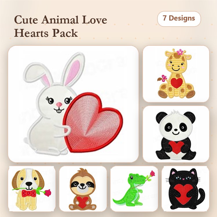 Giraffe, Panda & Dog Embroidery Bundle – Cute Animal Designs (7 Designs)