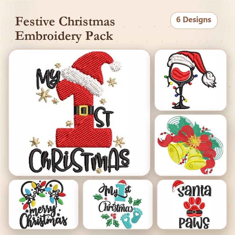Christmas Embroidery Bundle – Santa Designs (6 Designs)