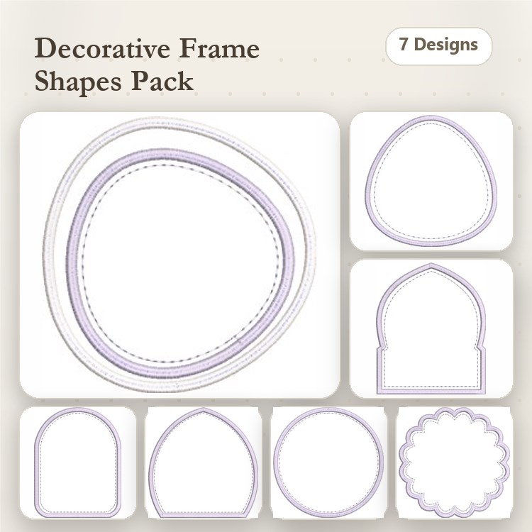 Decorative Frames Embroidery Designs Bundle – Rounded Frame, Oval Frame, Decorative Arch Frame & More (7 Designs)