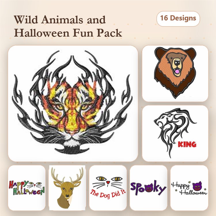 Halloween & Cat Themed Embroidery Bundle – Fun Designs (16 Designs)