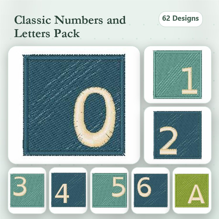 Numbers & Letter A Embroidery Designs Bundle – Number 0, Number 1, Number 2, Number 3 & More (62 Designs)