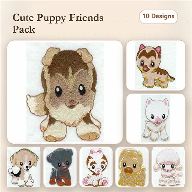 Puppy & Kitten Embroidery Bundle – Adorable Animal Friends (10 Designs)