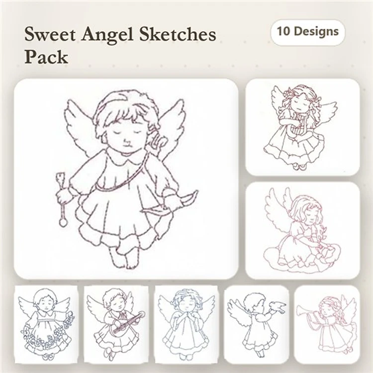 Redwork Child Angels