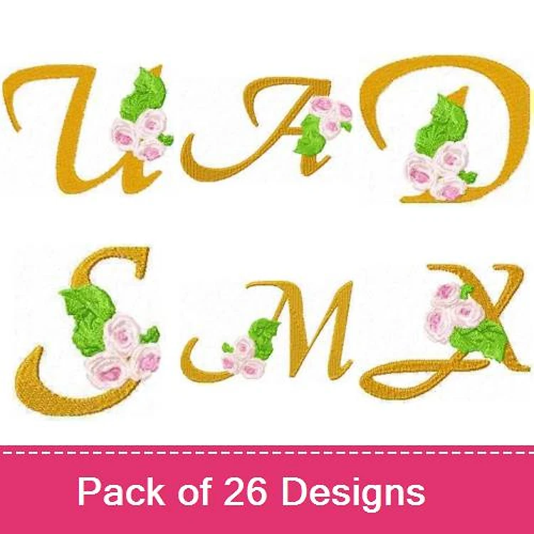 Floral Letter Embroidery Bundle – Floral U, Floral A, Floral D, Floral S & More (26 Designs)