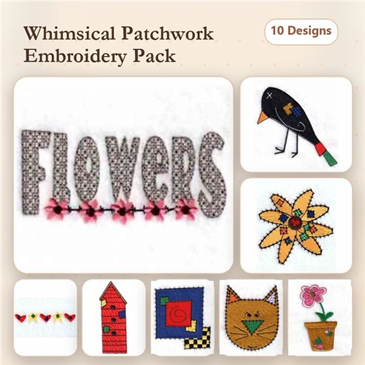 Flowers & Nature Embroidery Designs Bundle – Flowers Lettering, Sunflower, Bird & More (10 Designs)