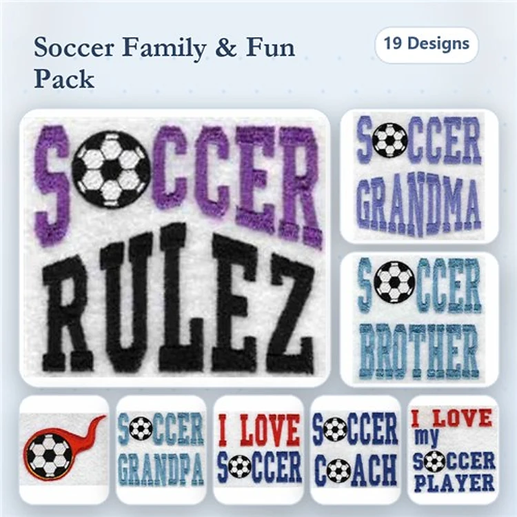 Soccer Family Embroidery Designs Bundle – Soccer Rulez, Soccer Grandma, I Love my Soccer Player & More (19 Designs)