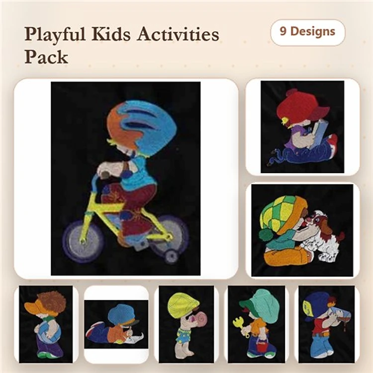 Boys & Turtle Embroidery Bundle – Fun Characters (9 Designs)
