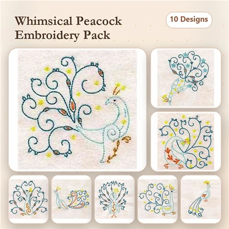 Swirly Floral Peacocks