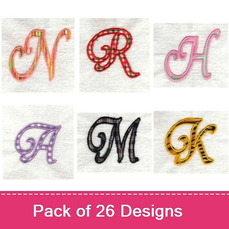 Applique Decorative Letters Embroidery Designs Bundle – N Letter, R Letter, H Letter, A Letter & More (26 Designs)