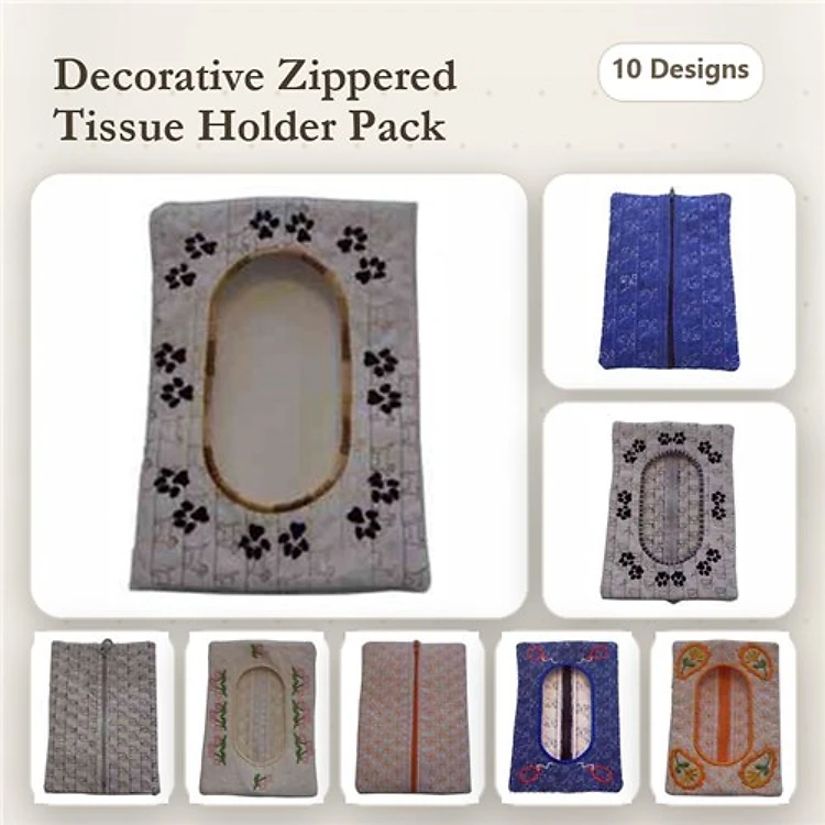 ITH Decorative Tissue Holder Embroidery Bundle – Flowers, Stripes, Geometric, & More (10 Designs)