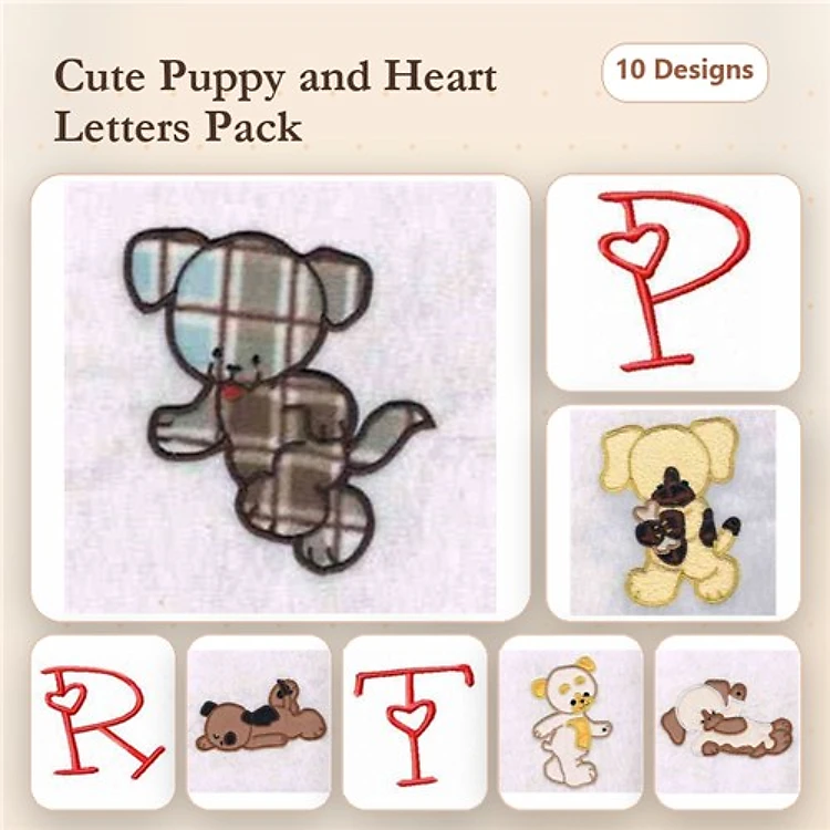 Puppy Embroidery Bundle – Cute Dog Designs (10 Designs)