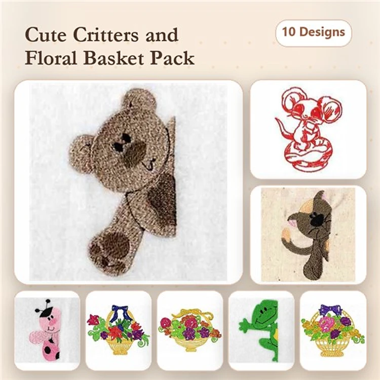 Animal Embroidery Bundle – Cute Designs (10 Designs)