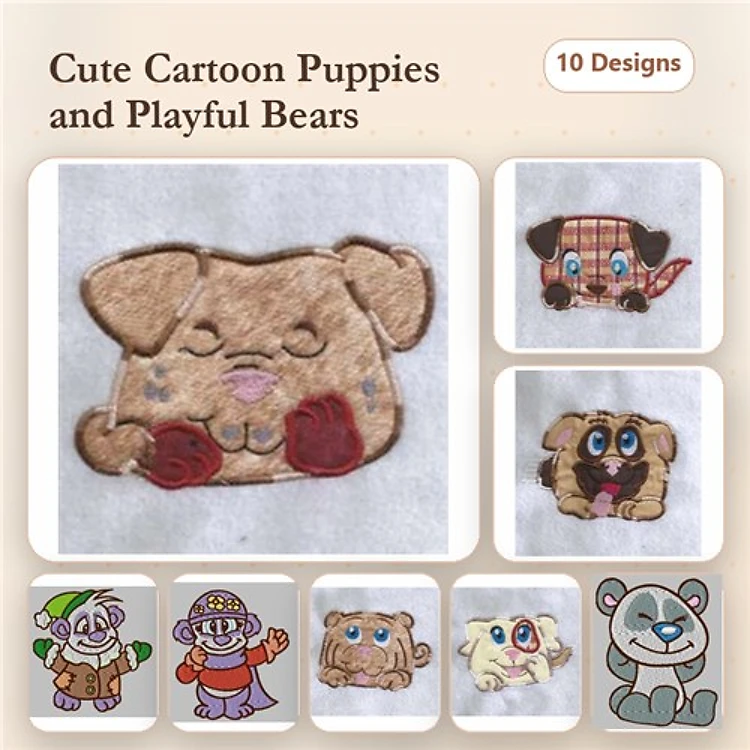 Dog & Cat Faces Embroidery Bundle – Adorable Animal Designs (10 Designs)