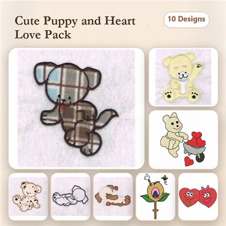 Plush Puppy Embroidery Bundle – Adorable Dog Designs (10 Designs)
