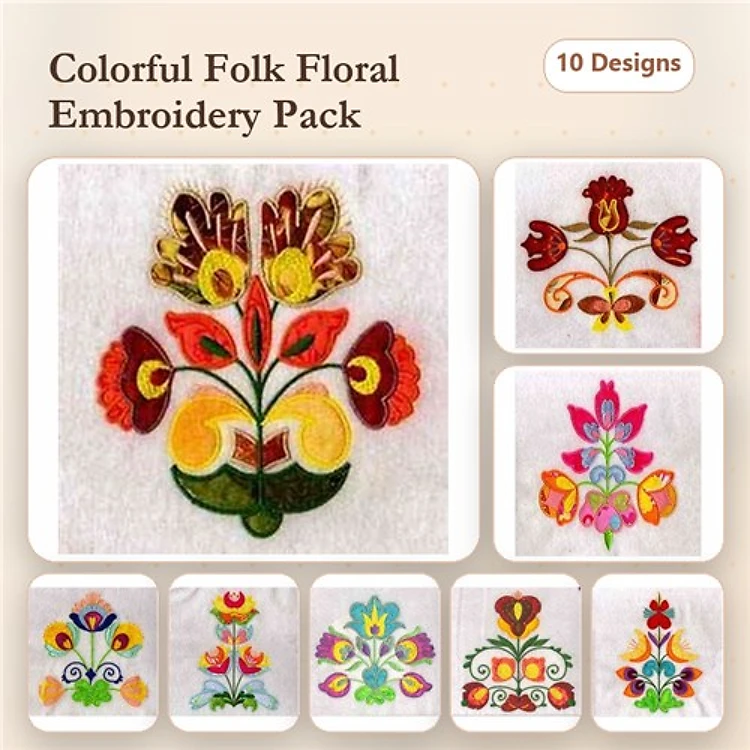 Applique Folkart Flowers