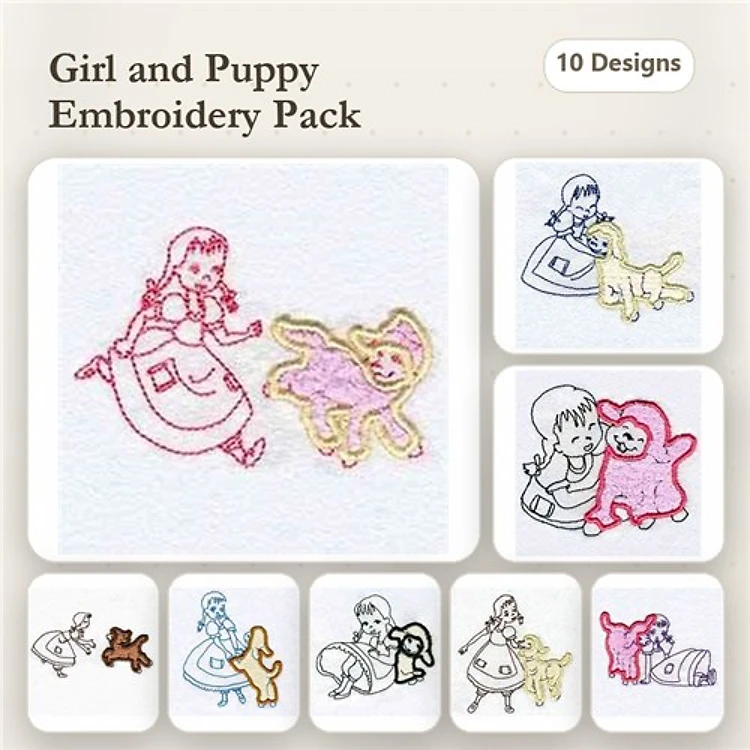 Appliqued Girl with Lamb