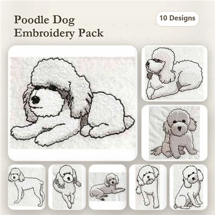 Poodle Embroidery Bundle – Adorable Poodle Designs (10 Designs)
