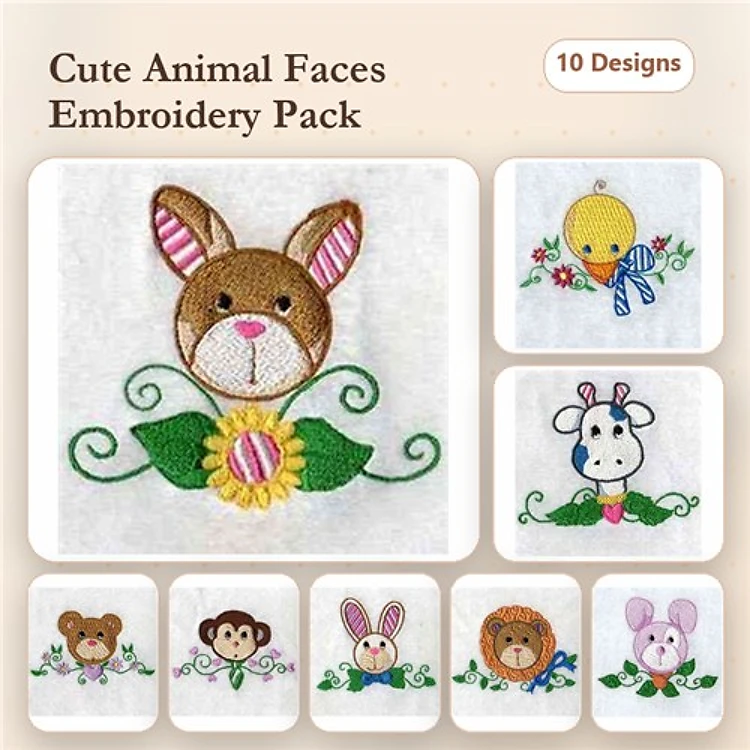 Chick, Bunny & Animal Embroidery Bundle – Spring Designs (10 Designs)