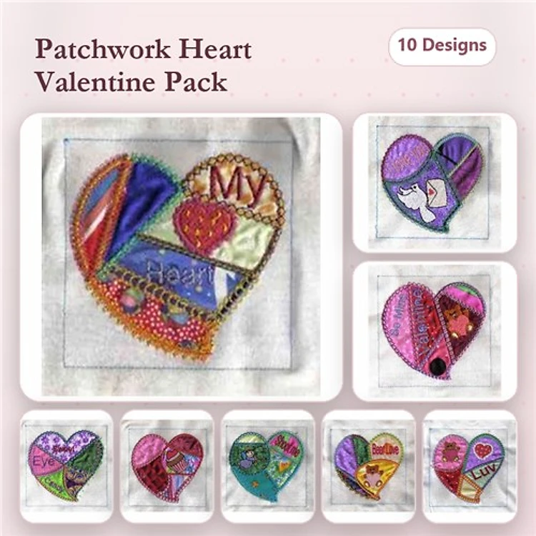 Crazy Quilt Applique Hearts