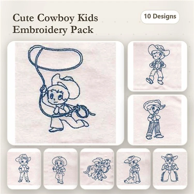Cute Cowboy Redwork