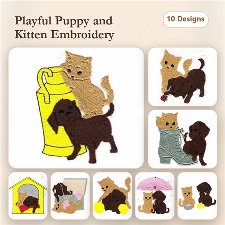 Cute Puppy Embroidery Bundle – Fun and Playful Designs (10 Designs)