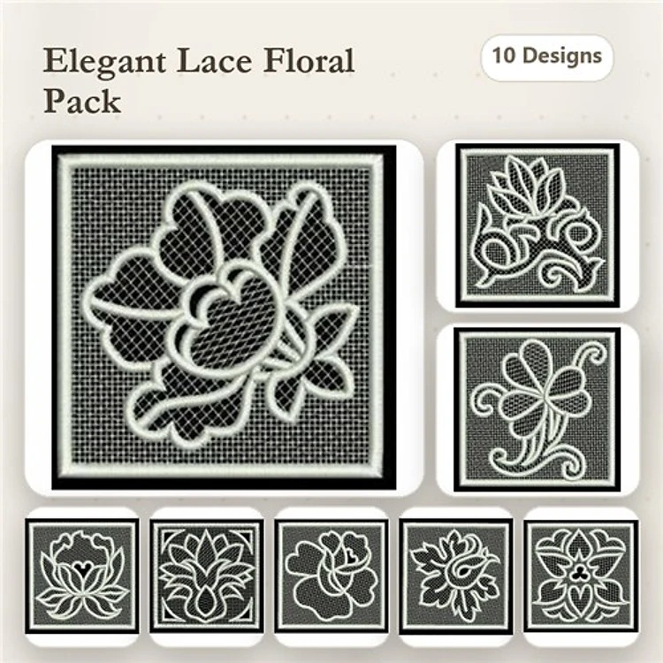 FSL Elegant Floral Lace Embroidery Designs Bundle – Intricate Patterns, Delicate Textures & More (10 Designs)