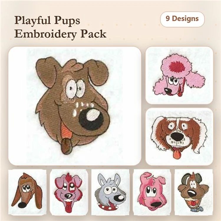 Dachshund & Cartoon Dog Embroidery Bundle – Fun Pet Designs (9 Designs)