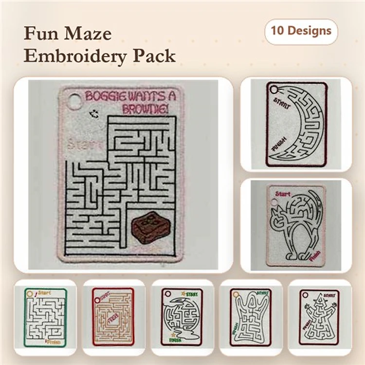ITH Maze-Themed Embroidery Bundle – Dog, Cat, Chocolate, Treats & More (10 Designs)