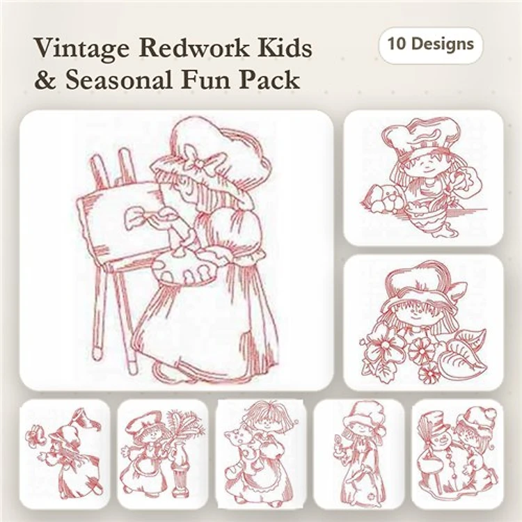 Girl Embroidery Bundle – Winter & Holiday Themes (10 Designs)
