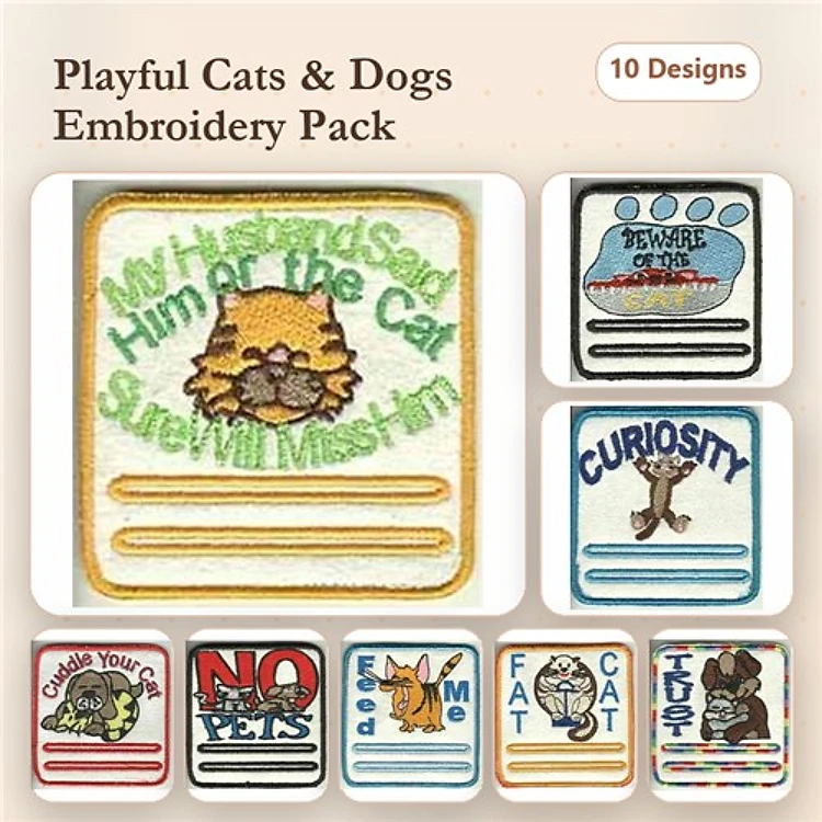 Cat-Themed Embroidery Bundle – Fun & Quirky Designs (10 Designs)