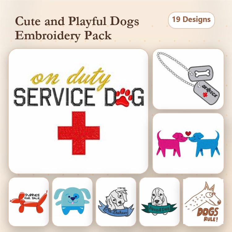 Dog Embroidery Bundle – Barnyard Friends & Puppy Designs (19 Designs)