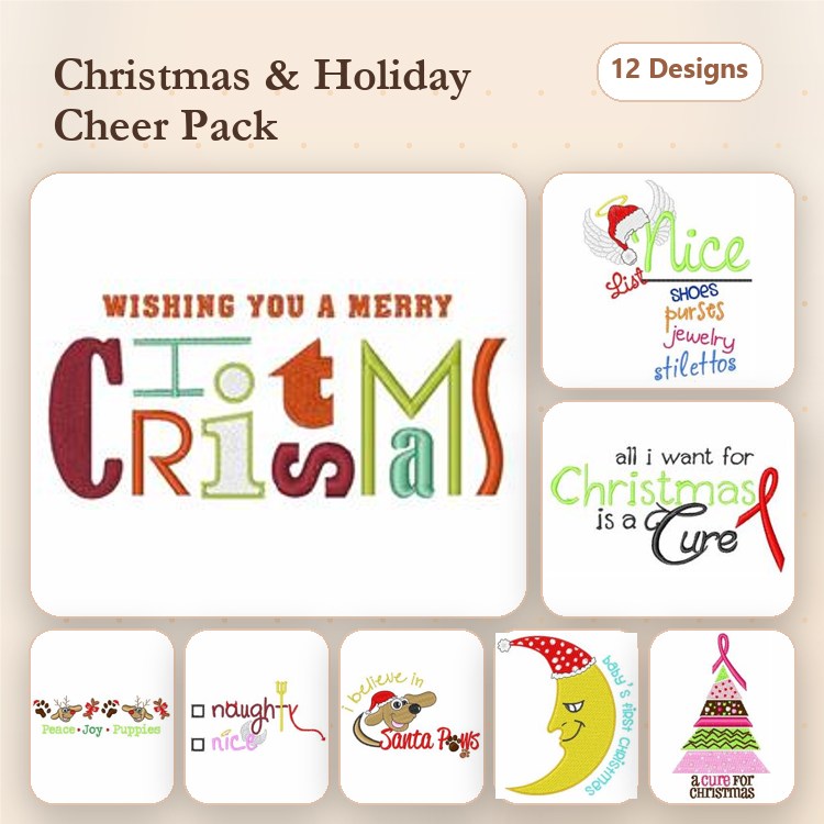 Christmas Tree & Joy Embroidery Bundle – Holiday Designs (12 Designs)