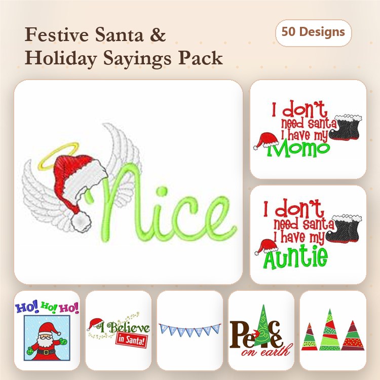 Santa Claus & Holiday Cheer Embroidery Bundle – Festive Designs (50 Designs)