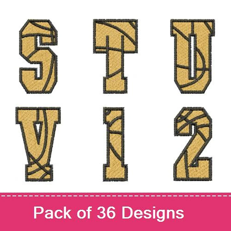 Sporty Letters and Numbers Embroidery Designs Bundle – S Letter, T Letter, U Letter, 1 Number & More (36 Designs)